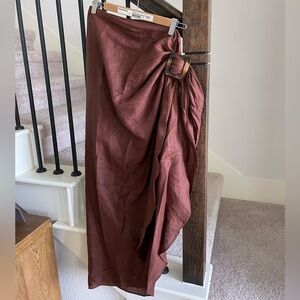 DISSH - 100% Linen Chocolate Brown Sarong / Pareo